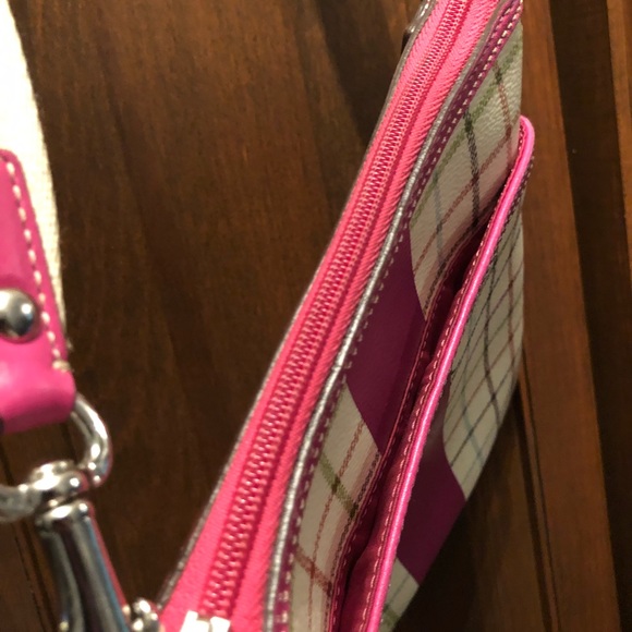COACH Tattersal Pink & White Leather Crossbody Bag - Picture 4 of 8